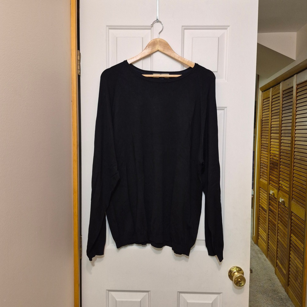Tommy Bahama Men XL Black Silk Blend Crew Neck Raglan Pullover Sweater Old Money